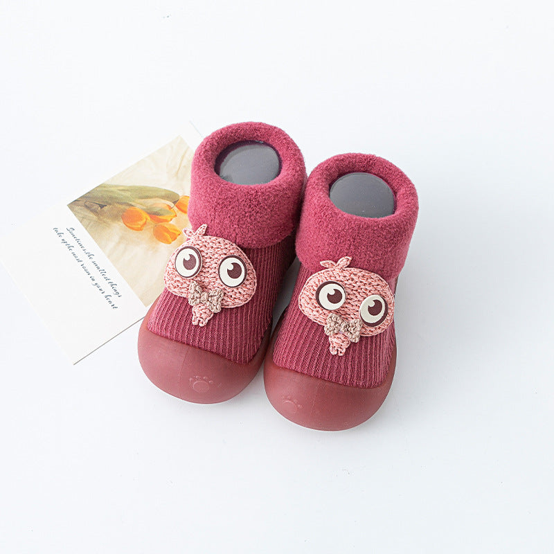 Warm baby shoes with soft sole Big cartoon eyes