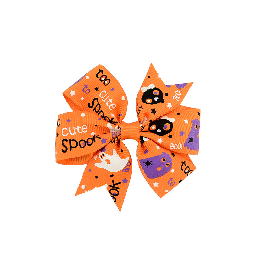 Halloween rib kids hair clip with bow