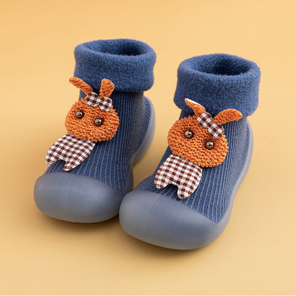 Warm cartoon rabbit soft sole baby shoes