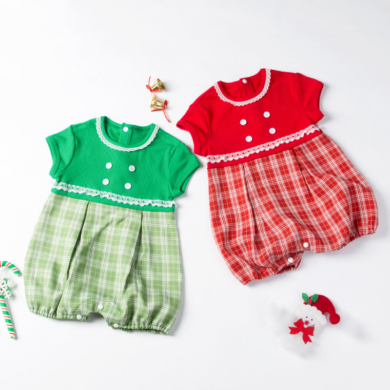 Sleeveless Plaid Christmas Jumpsuit for 22-28 inch dolls