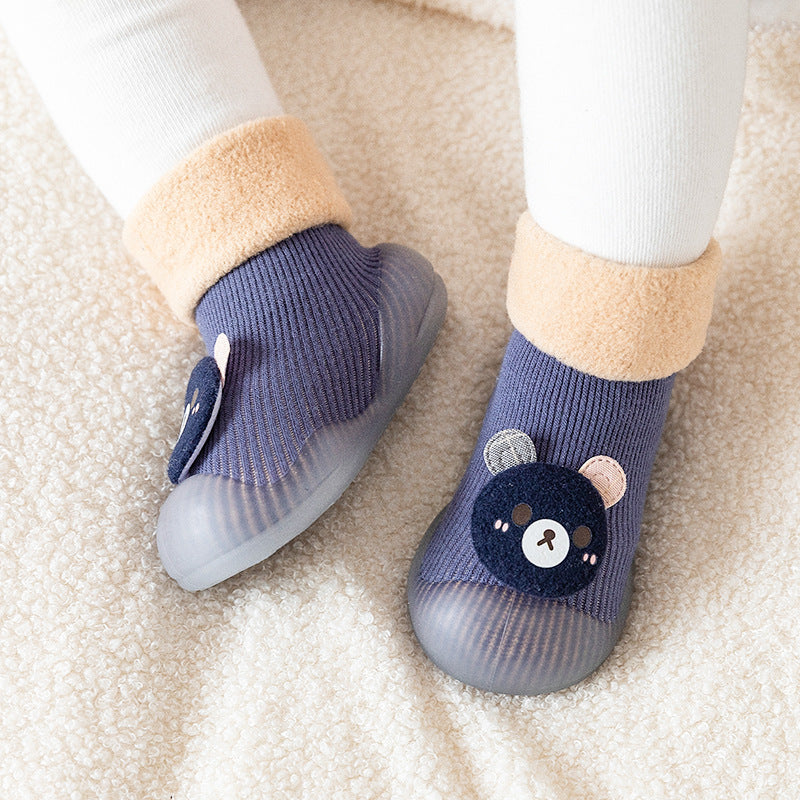 Warm cartoon bear soft sole baby shoes