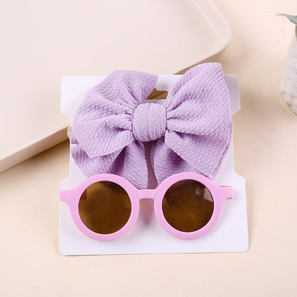 Two-piece set of sunglasses with bow nylon band