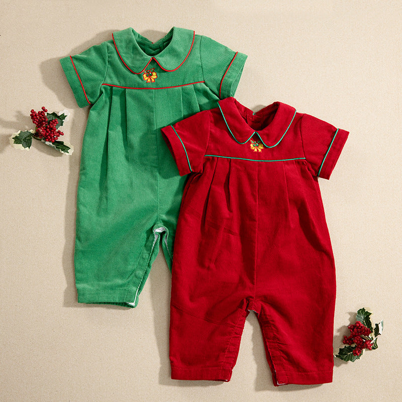 Christmas short sleeve jumpsuits for 27-28 inch dolls