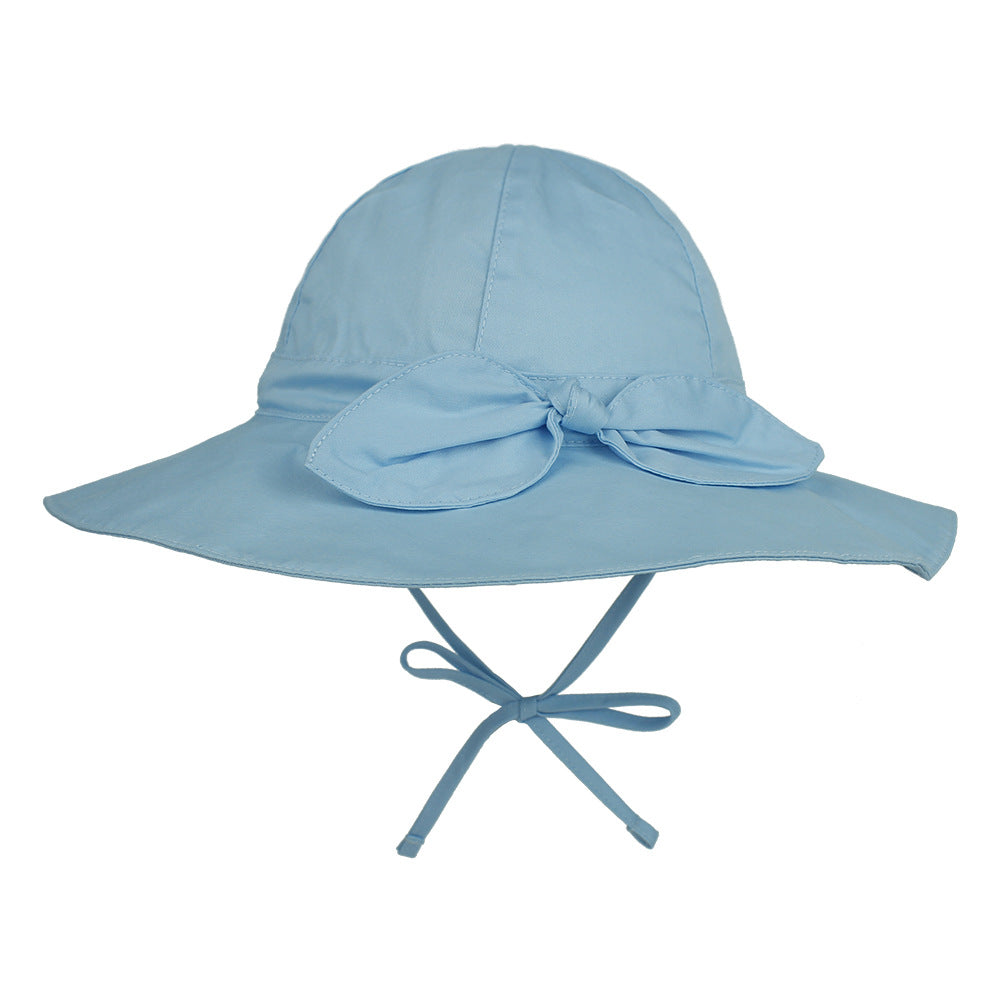 Kids Wide Brim Sun Visor Hat with Floral Bow