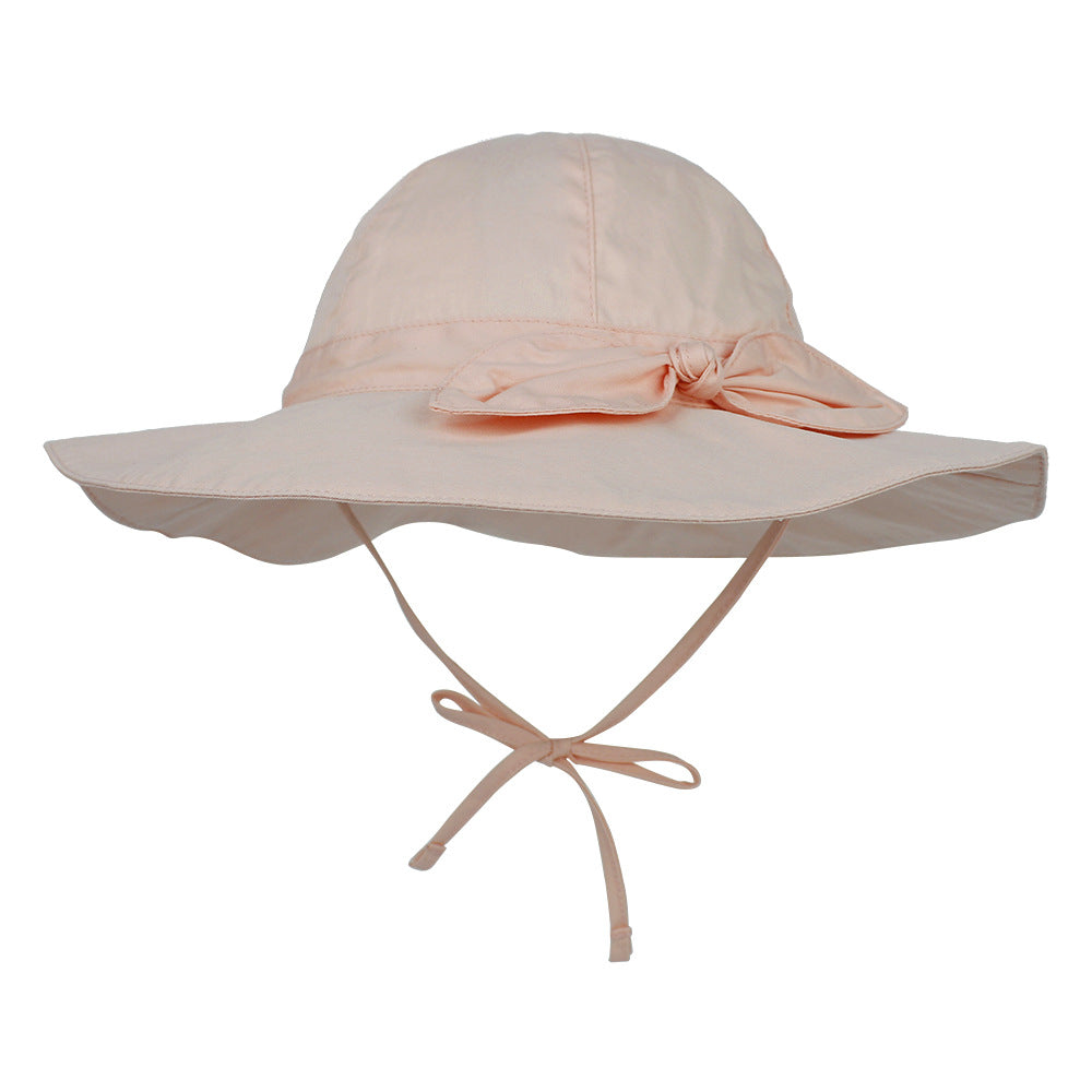 Kids Wide Brim Sun Visor Hat with Floral Bow