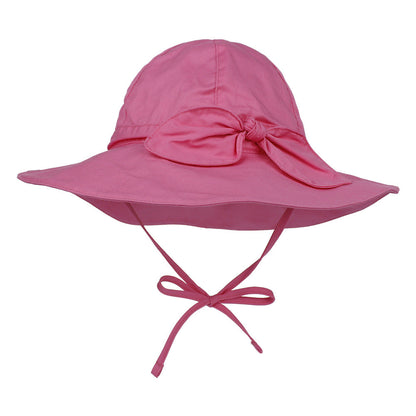 Kids Wide Brim Sun Visor Hat with Floral Bow