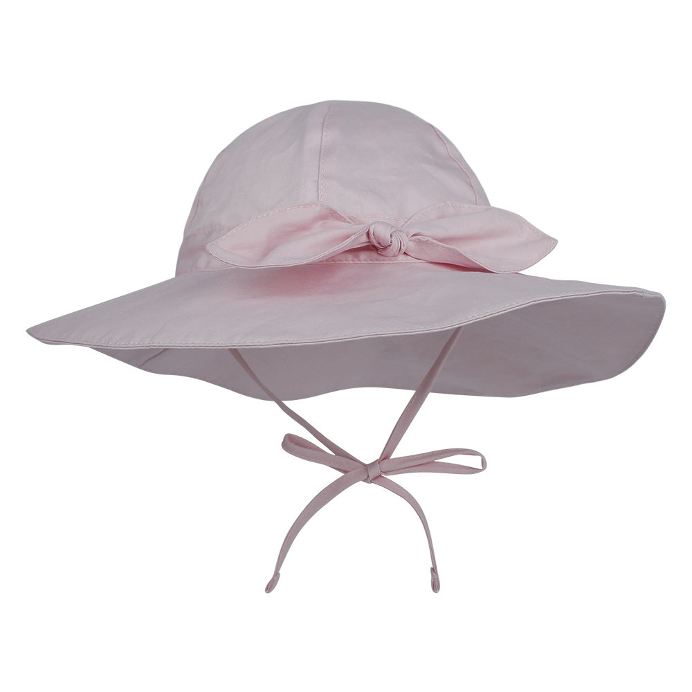 Cappello con visiera parasole per bambini a tesa larga con fiocco floreale