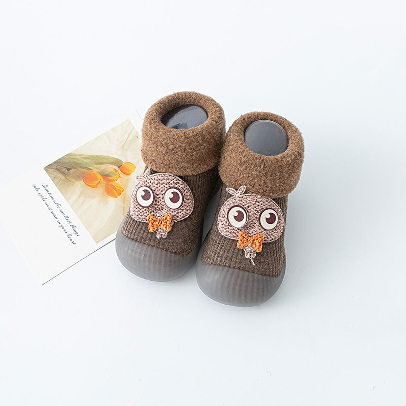 Warm baby shoes with soft sole Big cartoon eyes