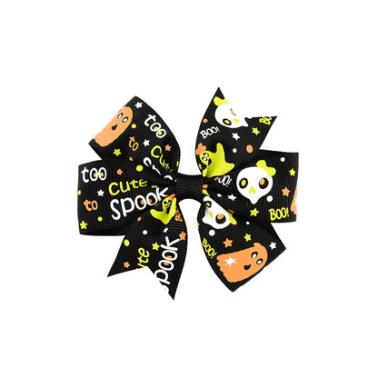 Halloween rib kids hair clip with bow