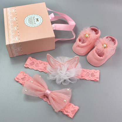 3 piece set of cute bunny ear headbands and socks