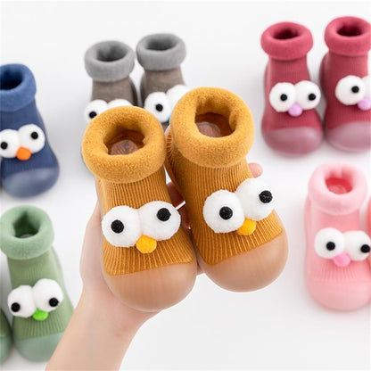 Warm soft sole baby shoes with 2 eyes