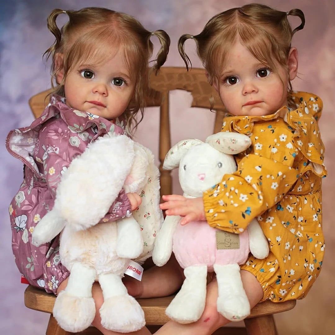 23 inch Lifelike Fanny and Cherry Reborn Dolls Open Eyes Twin Girls