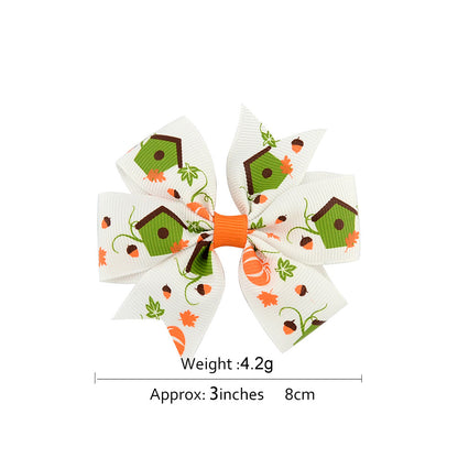 Halloween rib kids hair clip with bow