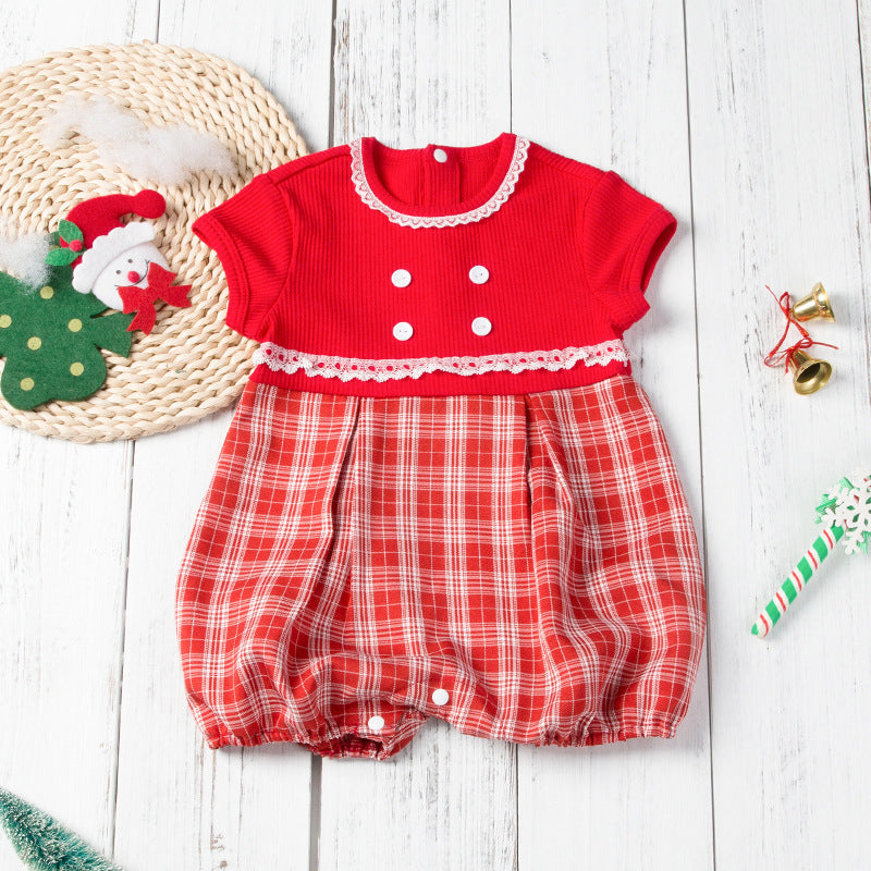 Sleeveless Plaid Christmas Jumpsuit for 22-28 inch dolls