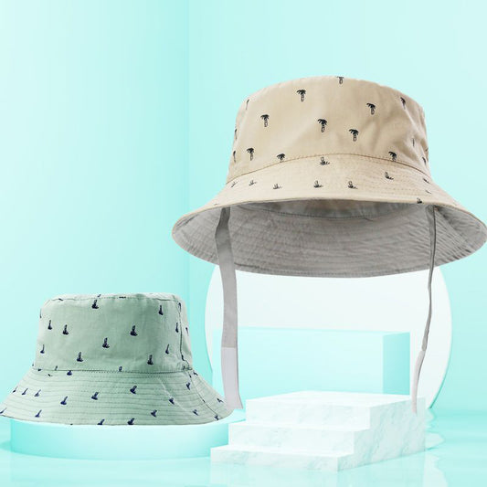 Cappello da sole bifacciale stampato sottile per bambini