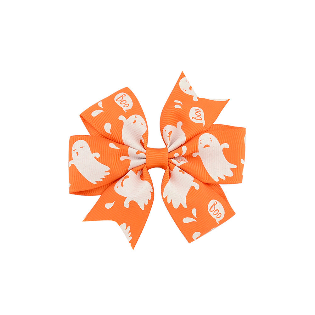 Halloween rib kids hair clip with bow