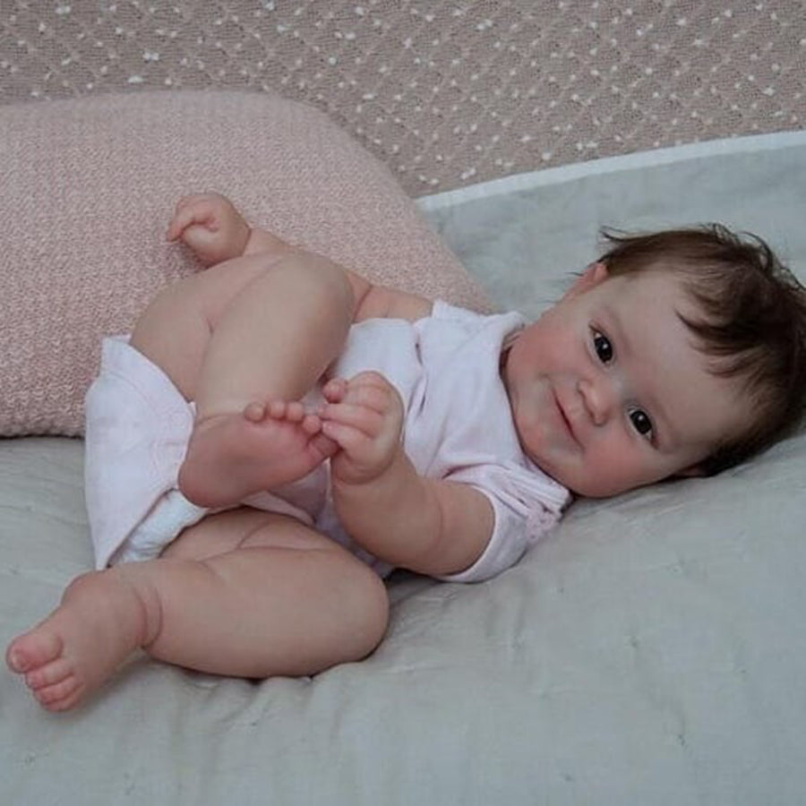 20 Inch Brown Haired Reborn Doll with Lifelike Open Eyes Philippa