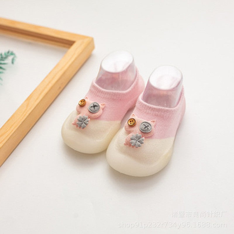 Warm cartoon cat soft sole baby shoes