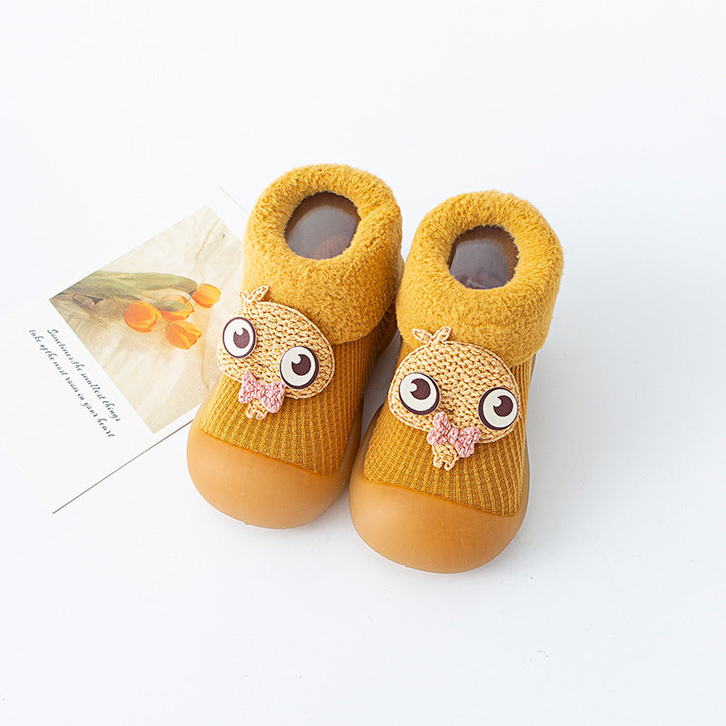 Warm baby shoes with soft sole Big cartoon eyes