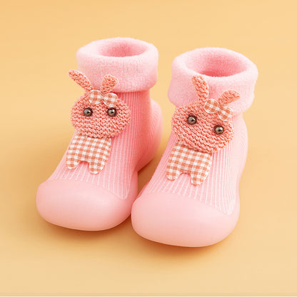 Warm cartoon rabbit soft sole baby shoes