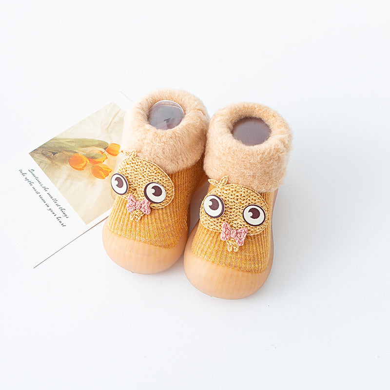 Warm baby shoes with soft sole Big cartoon eyes