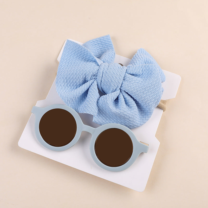 Two-piece set of sunglasses with bow nylon band