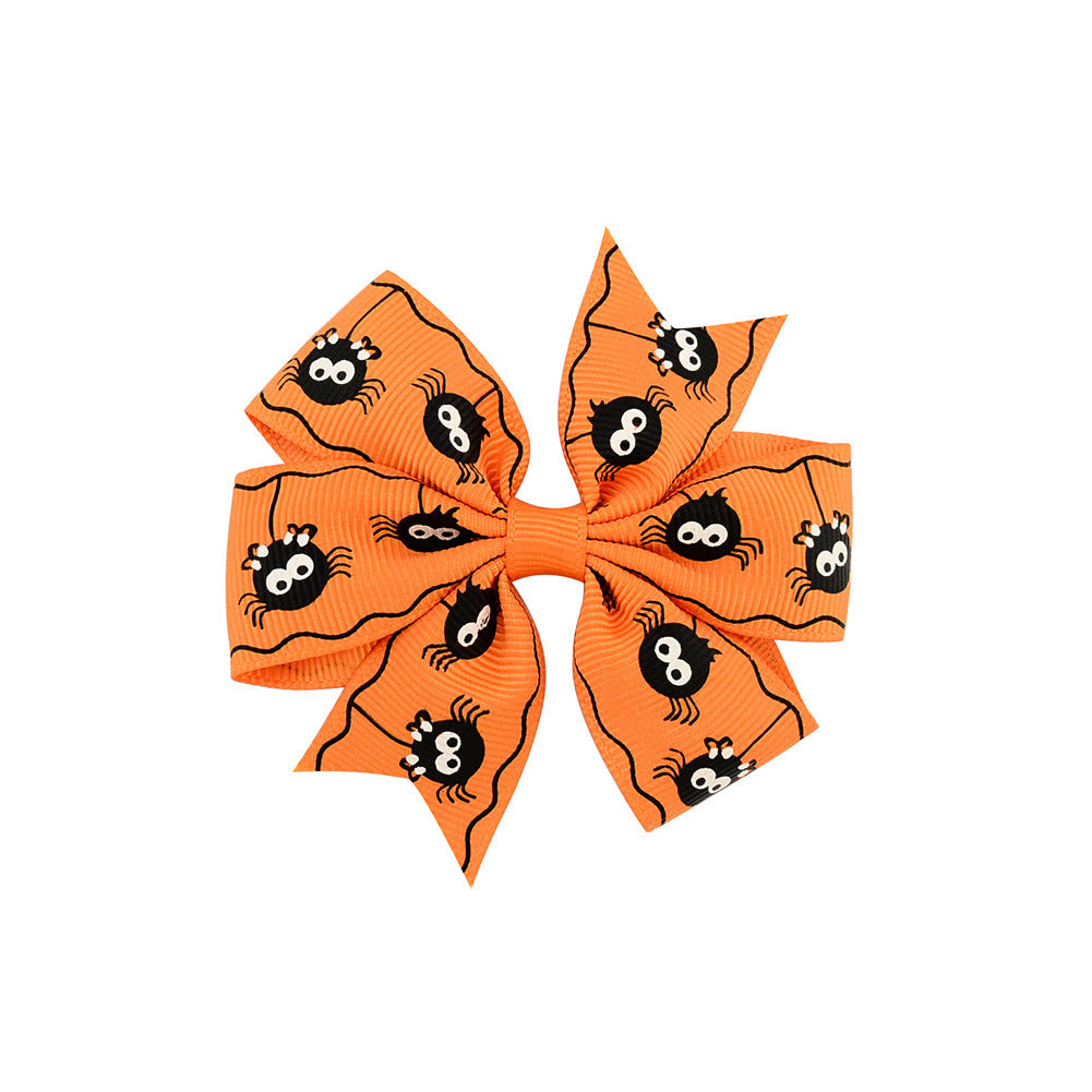 Halloween rib kids hair clip with bow