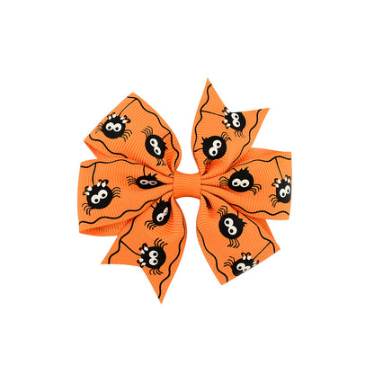 Halloween rib kids hair clip with bow