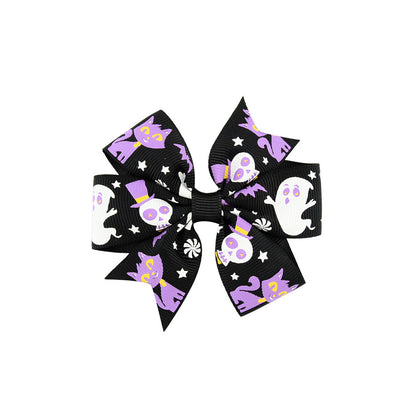 Halloween rib kids hair clip with bow