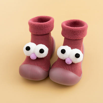 Warm soft sole baby shoes with 2 eyes