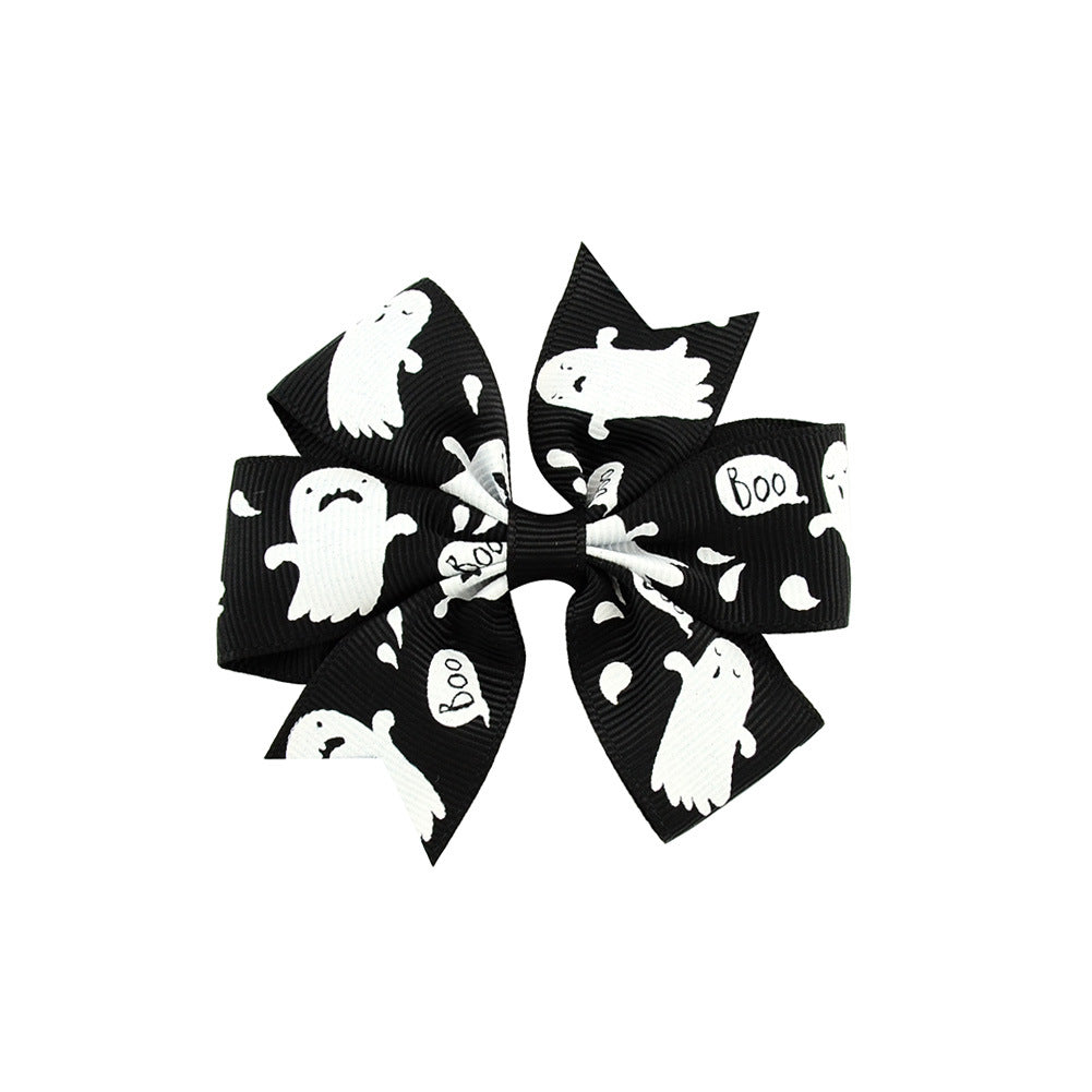 Halloween rib kids hair clip with bow