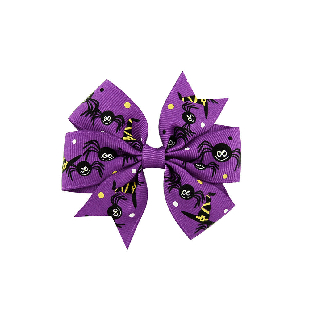 Halloween rib kids hair clip with bow