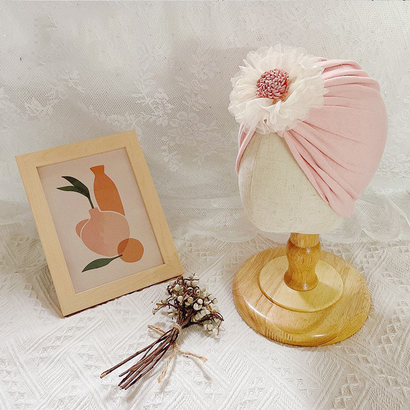 Beautiful 2 piece baby hat and socks set with lace flowers