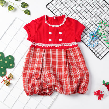 Sleeveless Plaid Christmas Jumpsuit for 22-28 inch dolls