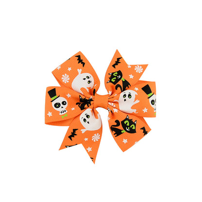 Halloween rib kids hair clip with bow