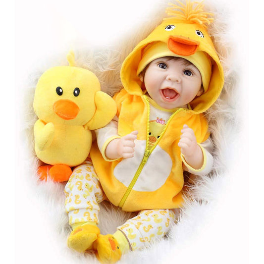 22 inch 55cm lifelike reborn dolls with yellow duck cloth