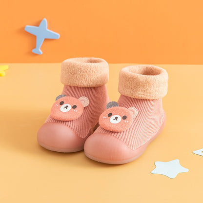 Warm cartoon bear soft sole baby shoes