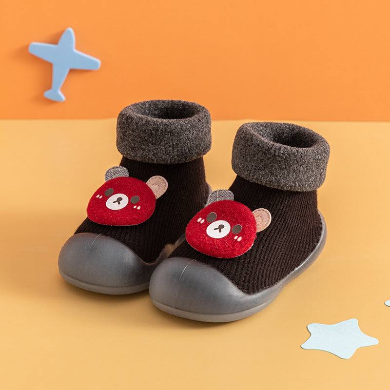 Warm cartoon bear soft sole baby shoes