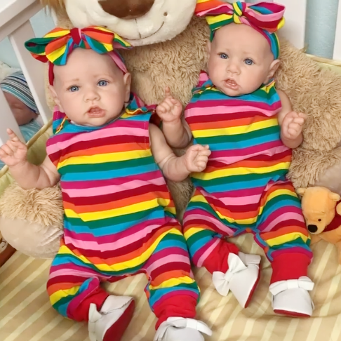 22 inch Twin Sisters Poca Veda And Sariah Reborn Girl Dolls