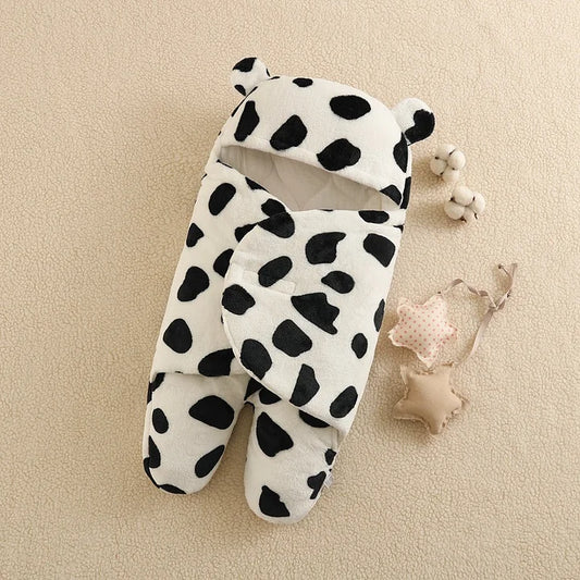 Flannel Split-Legged Cows Printed Sleeping Bag for 16-24 Inch Reborn Dolls