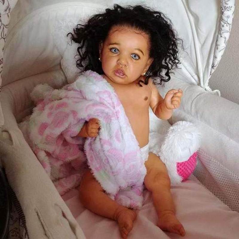 22'' Elsie Reborn Doll Girl African American Baby