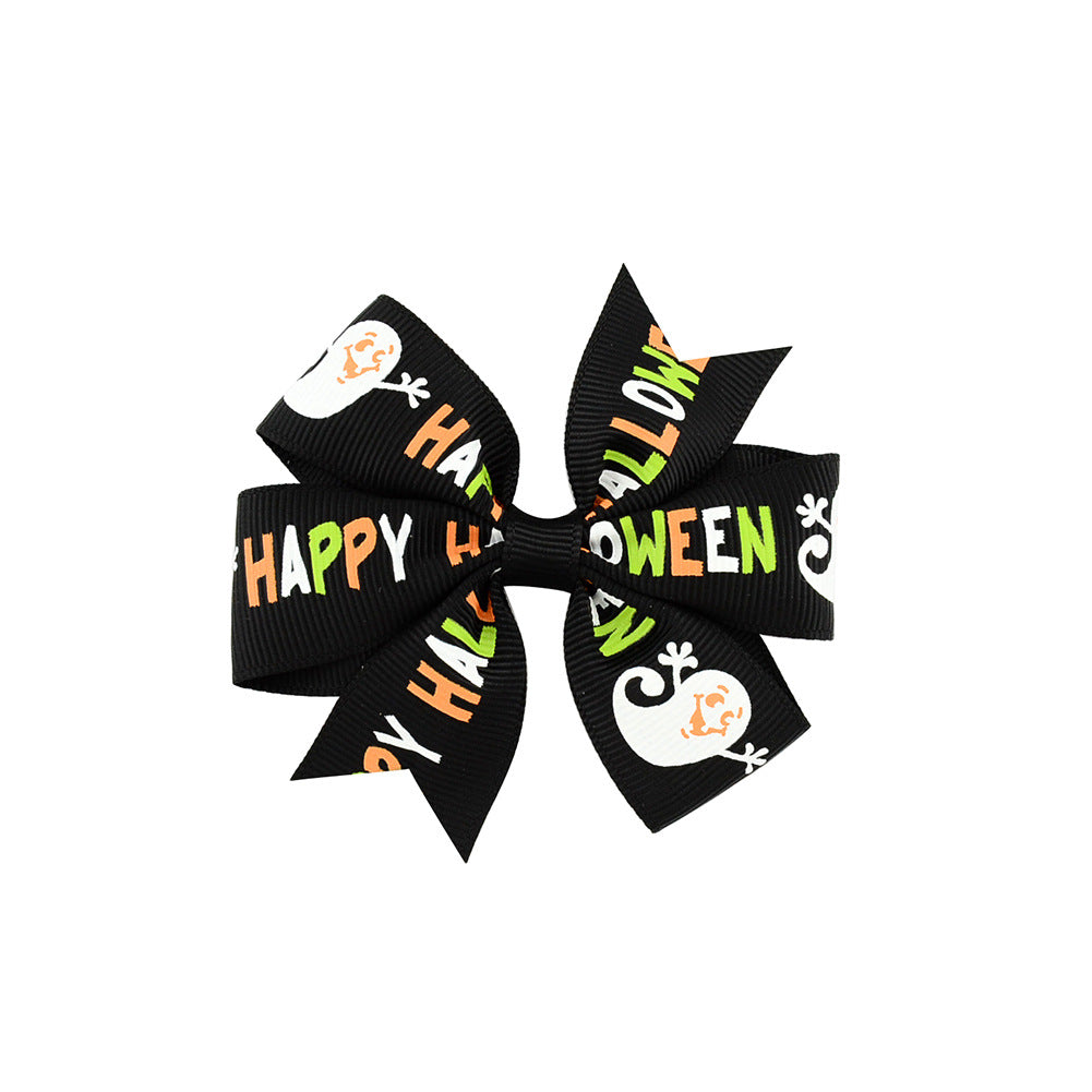 Halloween rib kids hair clip with bow