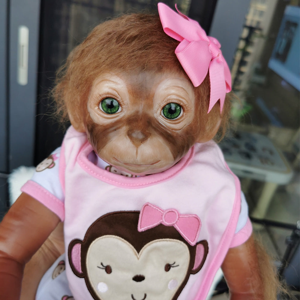 Reborn Baby Monkey Doll with Pink Flower 20 inch