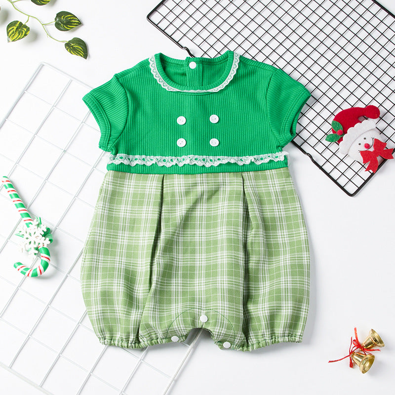 Sleeveless Plaid Christmas Jumpsuit for 22-28 inch dolls