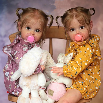 23 inch Lifelike Fanny and Cherry Reborn Dolls Open Eyes Twin Girls