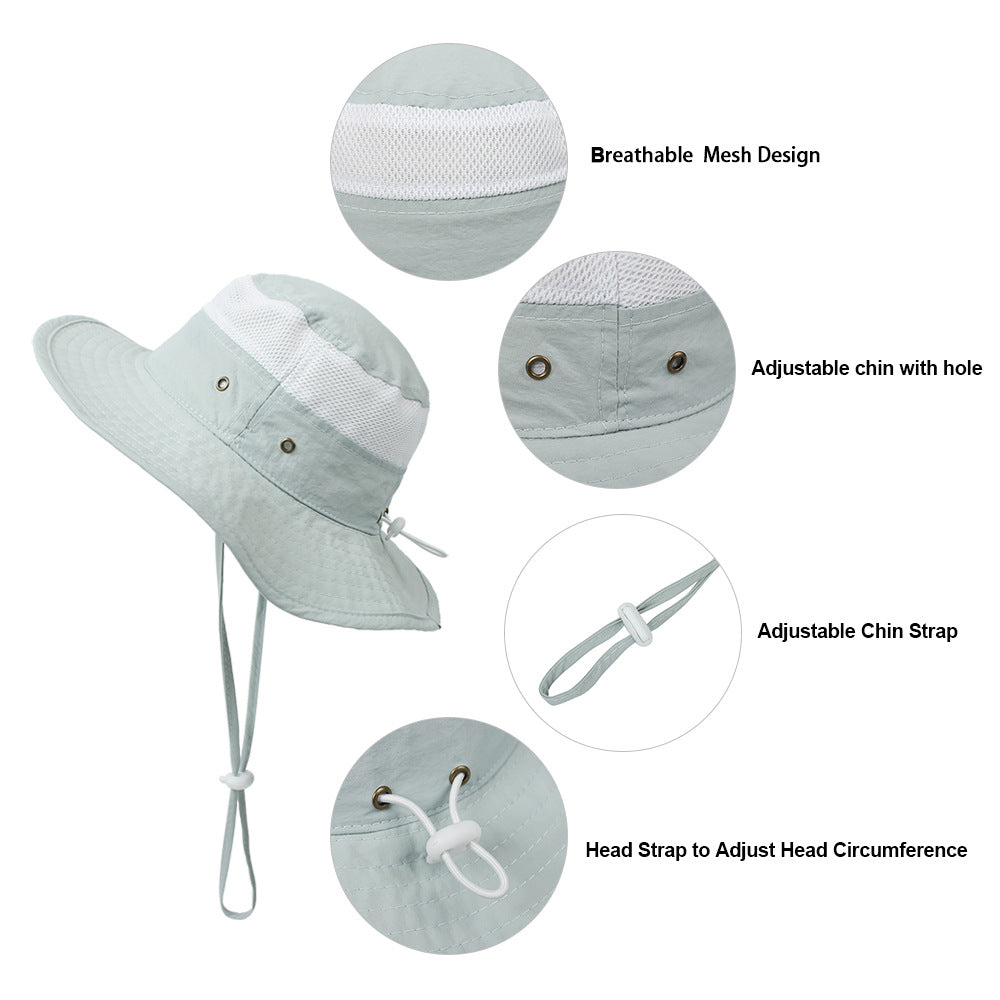 Outdoor kids sun hat with mesh joints