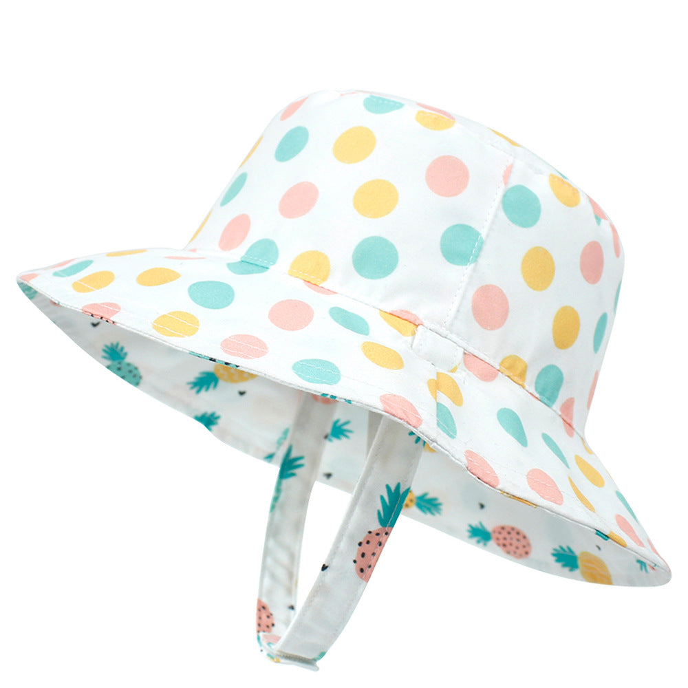 Cappello da pescatore per bambini con protezione solare a doppia faccia multicolore