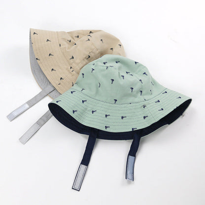 Thin printed double-sided sun hat for kids