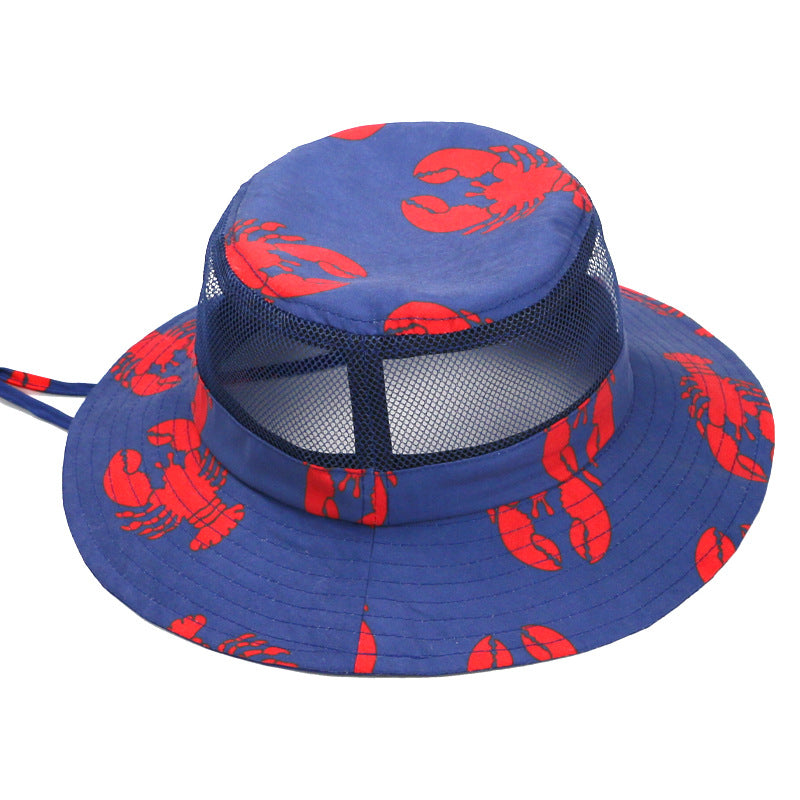 Kids Sun Hat with Wide Brim Printed Mesh Hat