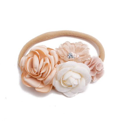 Pastoral headband for children in elastic nylon with flower